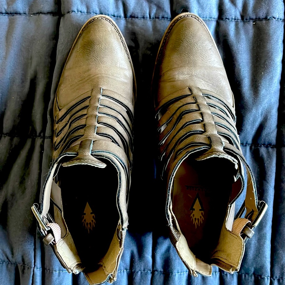 Volatile Grey-Brown Strapped Booties